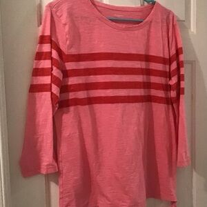 TALBOTS CALM STRIPE SIDE TIE SLUB TOP SIZE L